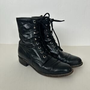 Vintage Justin Boots Kiltie L506 Roper Lace Up Black Leather Women's  SZ 6